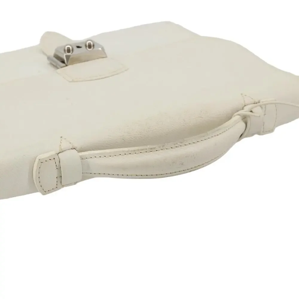 Hermes Leather Sac Adepeche 27 Handbag White